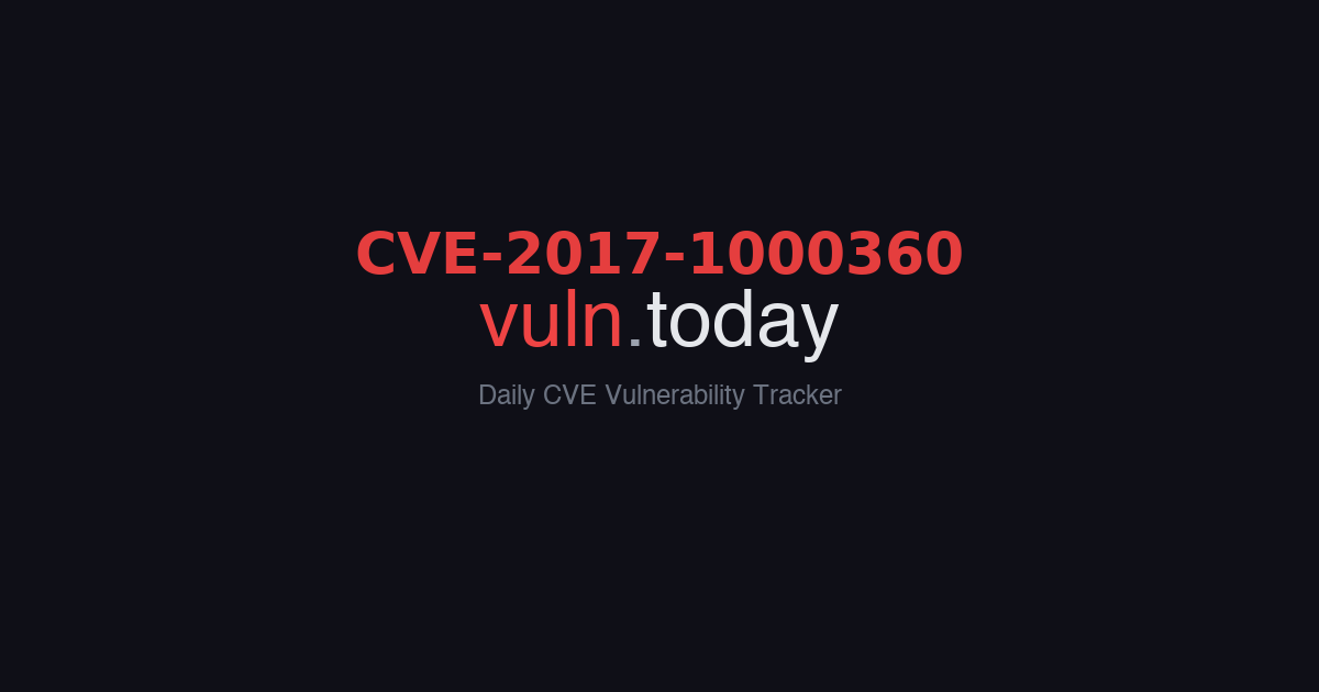 CVE-2017-1000360 vulnerability details &ndash; vuln.today