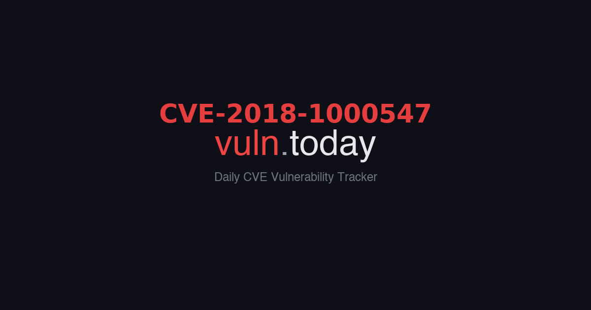 CVE-2018-1000547 vulnerability details &ndash; vuln.today