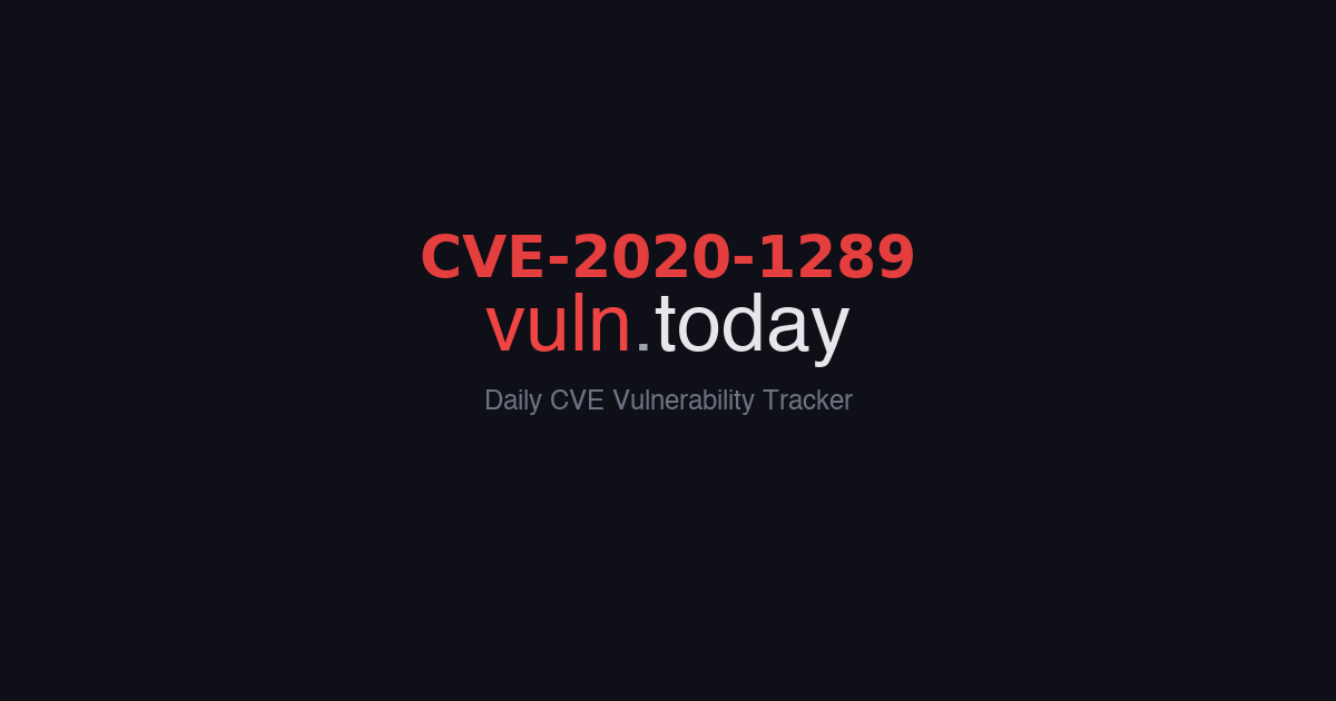 CVE-2020-1289 vulnerability details &ndash; vuln.today