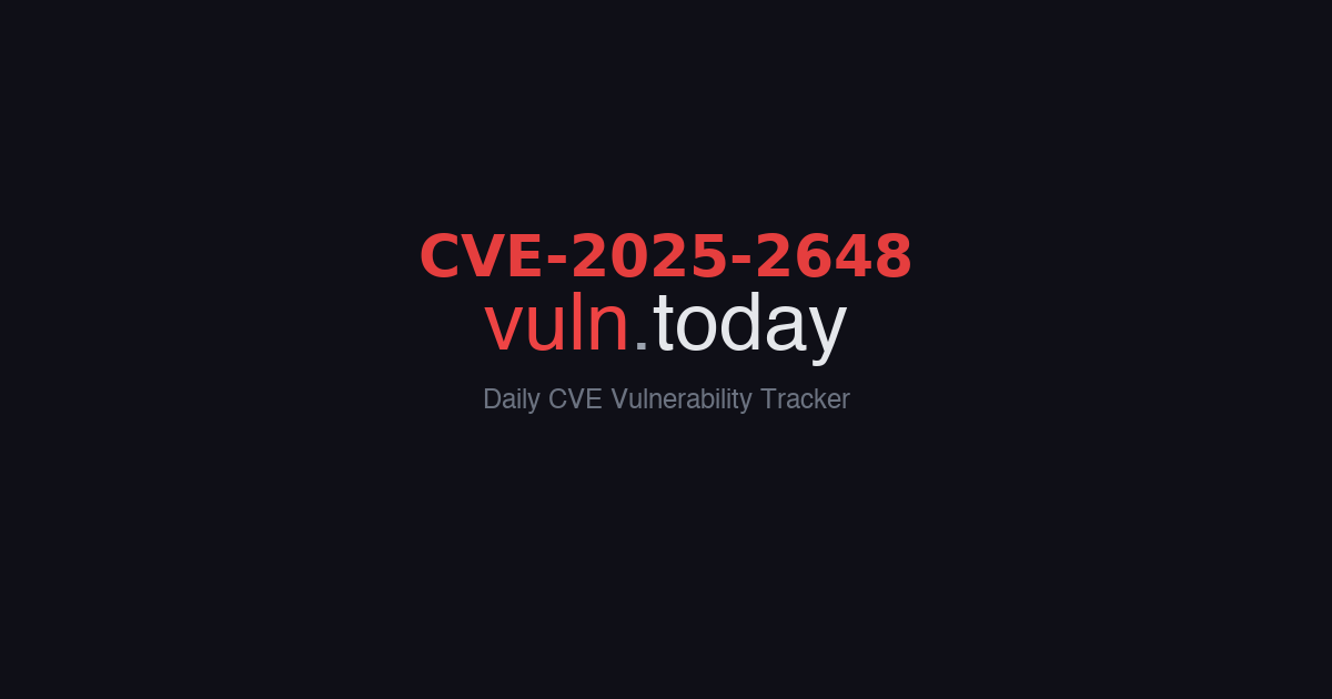 CVE-2025-2648 vulnerability details &ndash; vuln.today